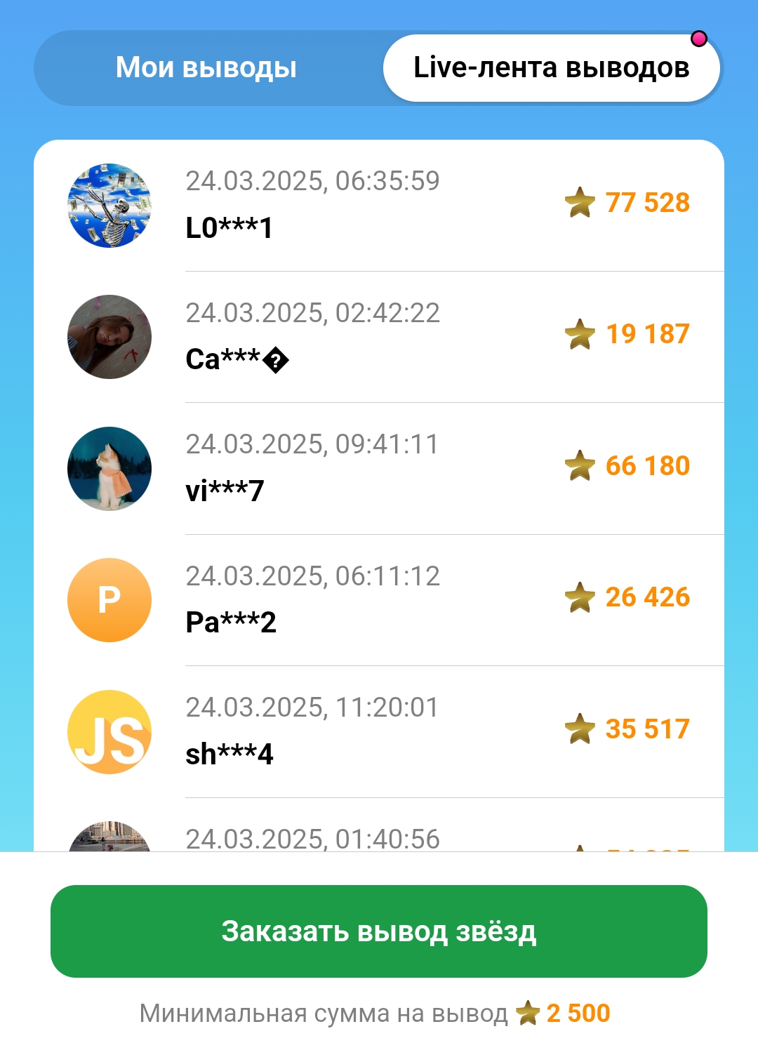Старс Памп в ТГ