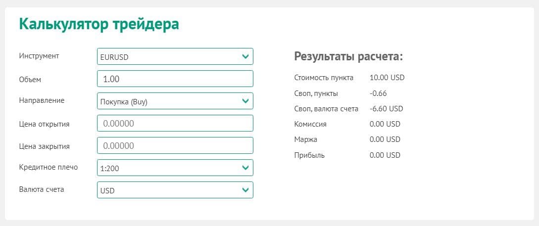 Калькулятор трейдера NPBFX