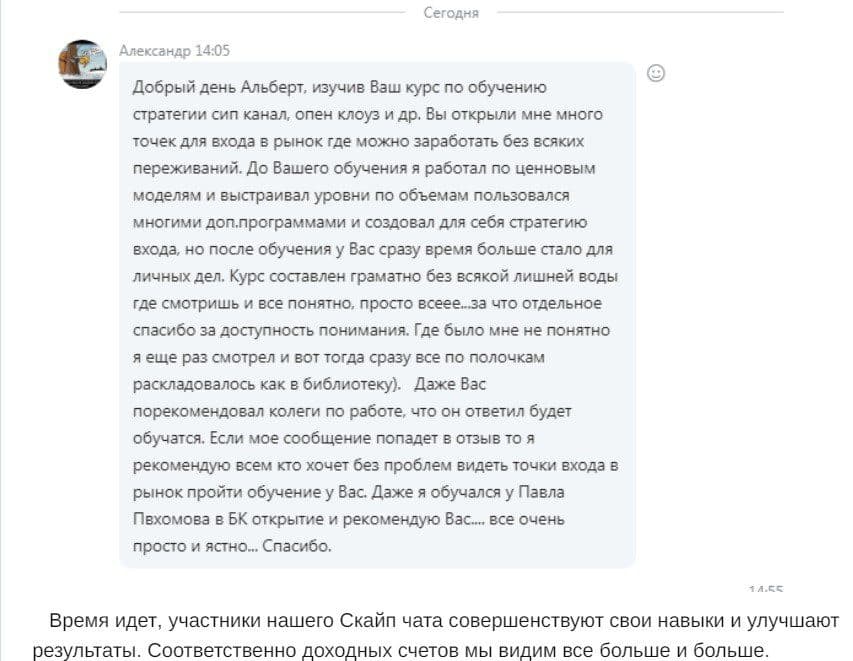 Отзывы о трейдере Альберта Бурага