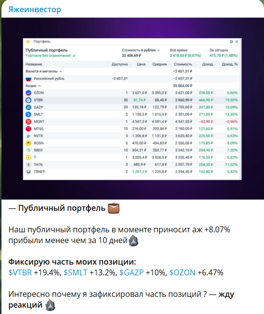 Сергей Большаков инвестиции
