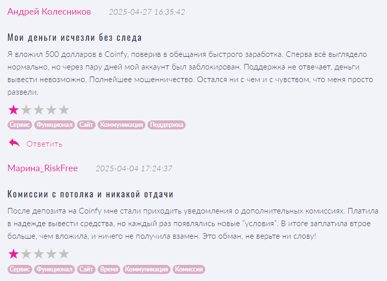 coinfy отзывы
