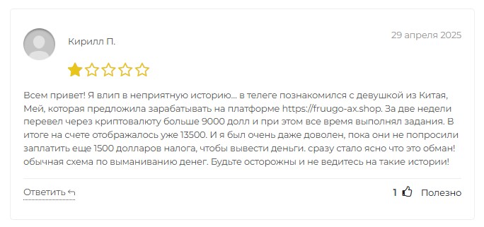 fruugo ax отзывы