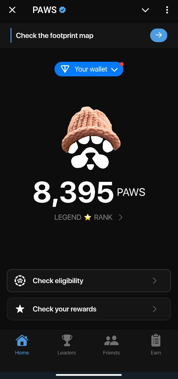 Майнер криптовалюты ТОН в Телеграмме PAWS
