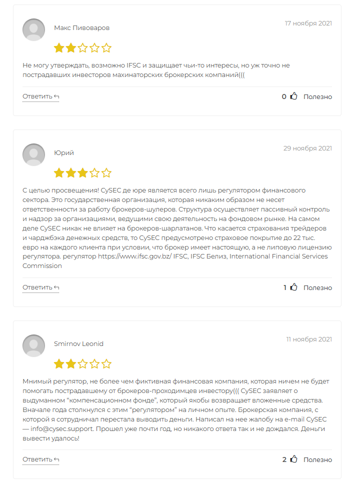 cyprus securities and exchange commission отзывы