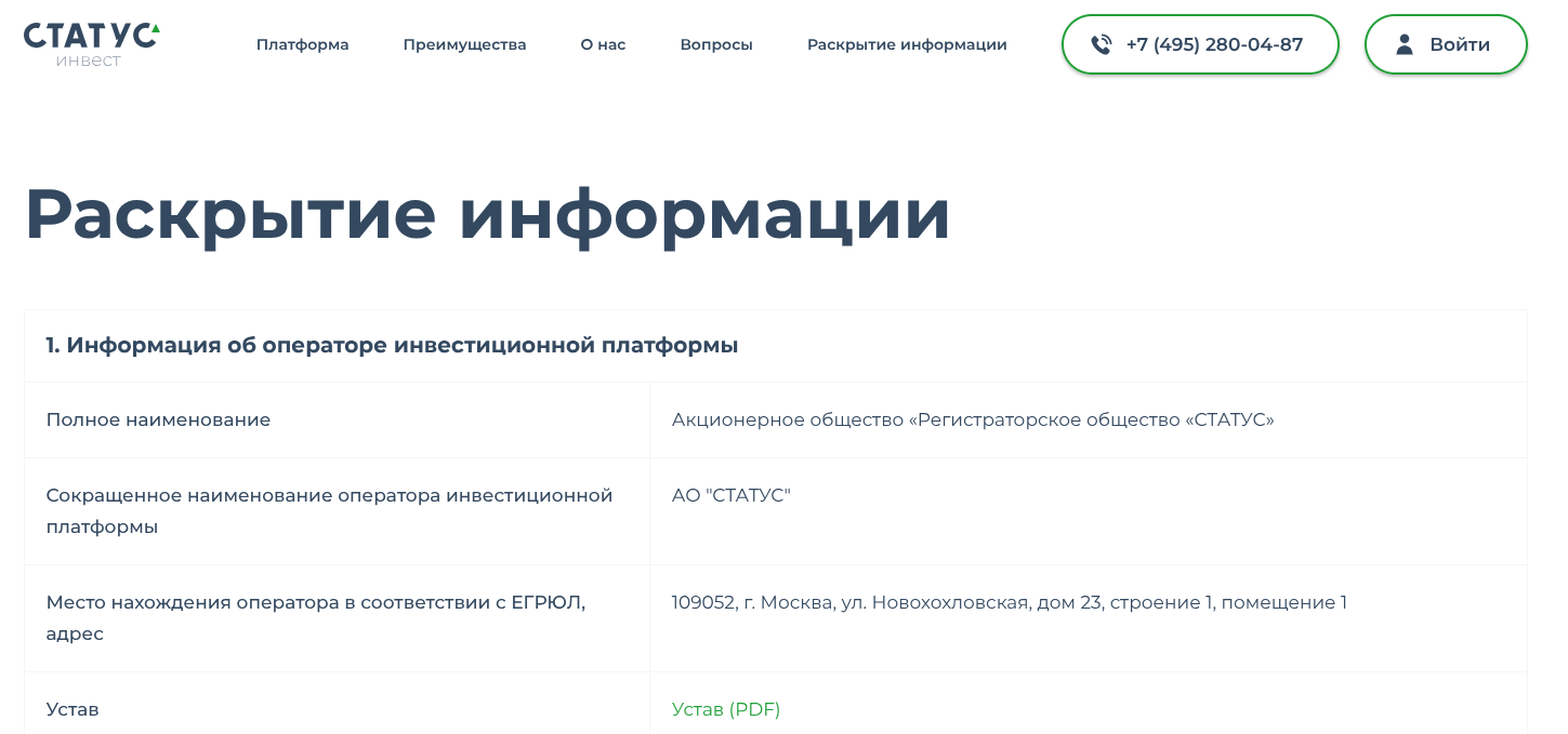 статус инвест статус инвест