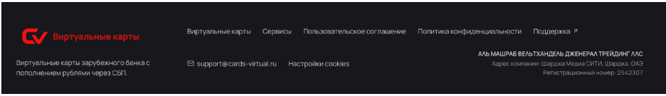 информация о компании Cards Virtual